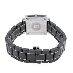 Pre Owned Fendi Black Ceramic & Stainless Steel Quadro 6200L Women's Wristwatch 25 mm