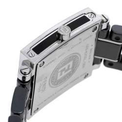 Pre Owned Fendi Black Ceramic & Stainless Steel Quadro 6200L Women's Wristwatch 25 mm