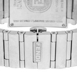 Pre Owned Fendi Mother of Pearl Stainless Steel Quadro 60500G Women's Wristwatch 33 mm 