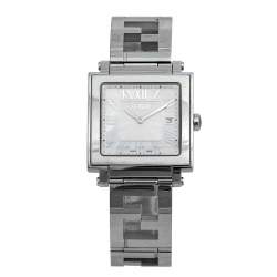 Pre Owned Fendi Mother of Pearl Stainless Steel Quadro 60500G Women's Wristwatch 33 mm 