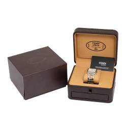 Pre Owned Fendi Mother of Pearl Stainless Steel Quadro 60500G Women's Wristwatch 33 mm 