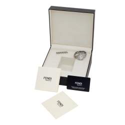 Fendi White Stainless Steel Diamonds Runaway 71000S Women's Wristwatch 28 mm
