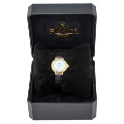 Pre Owned Fendi Mother of Pearl Gold Plated Stainless Steel 430L Women's Wristwatch 25 mm