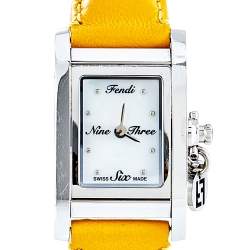 Pre Owned Fendi Mother of Pearl Leather Stainless Steel 7100L Women's Wristwatch 21 MM