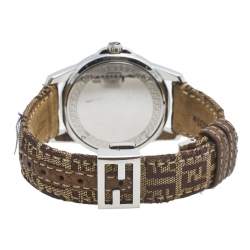 Pre Owned Fendi Brown Stainless Steel Leather 002-149 Women's Wristwatch 37 mm