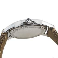 Pre Owned Fendi Brown Stainless Steel Leather 002-149 Women's Wristwatch 37 mm