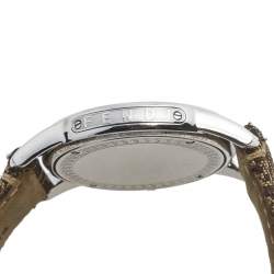 Pre Owned Fendi Brown Stainless Steel Leather 002-149 Women's Wristwatch 37 mm