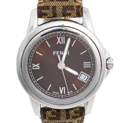 Pre Owned Fendi Brown Stainless Steel Leather 002-149 Women's Wristwatch 37 mm