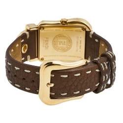 Pre Owned Fendi Mother of Pearl Gold Plated Stainless Steel Leather B.Fendi 3800G Women's Wristwatch 33 mm