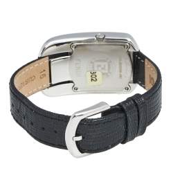 Fendi White Stainless Steel Lizard Skin Leather Diamond Chameleon 30000M Women's Wristwatch 29 mm