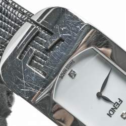 Fendi White Stainless Steel Lizard Skin Leather Diamond Chameleon 30000M Women's Wristwatch 29 mm