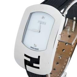Fendi White Stainless Steel Lizard Skin Leather Diamond Chameleon 30000M Women's Wristwatch 29 mm
