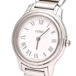 Pre Owned Fendi White Stainless Steel Classico 25000M Women's Wristwatch 32 mm