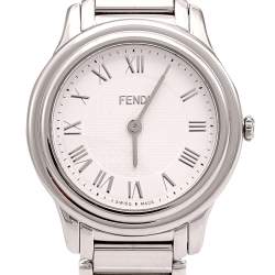 Pre Owned Fendi White Stainless Steel Classico 25000M Women's Wristwatch 32 mm