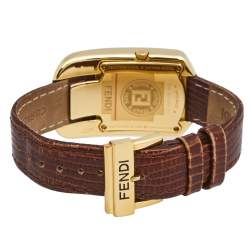 Pre Owned Fendi Yellow Gold Plated Steel Leather Chameleon 30000M Women's Wristwatch 29 mm