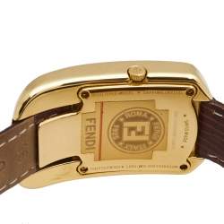 Pre Owned Fendi Yellow Gold Plated Steel Leather Chameleon 30000M Women's Wristwatch 29 mm