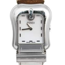 Fendi Mother of Pearl Stainless Steel Leather B.Fendi 3800L Women's Wristwatch 18 mm