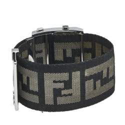 Pre Owned Fendi Black Stainless Steel Canvas Diamond Zip Code 1120G Women's Wristwatch 45 mm