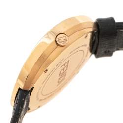 Fendi Black Rose Gold Plated Stainless Steel Leather My Way 35000M Women's Wristwatch 36 mm