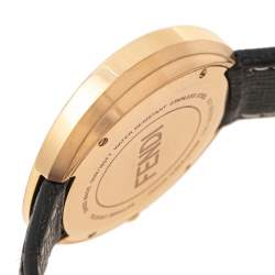 Fendi Black Rose Gold Plated Stainless Steel Leather My Way 35000M Women's Wristwatch 36 mm