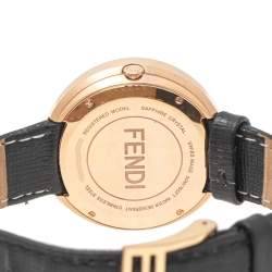 Fendi Black Rose Gold Plated Stainless Steel Leather My Way 35000M Women's Wristwatch 36 mm