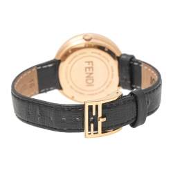 Fendi Black Rose Gold Plated Stainless Steel Leather My Way 35000M Women's Wristwatch 36 mm