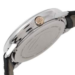 Pre Owned Fendi Black Two-Tone Stainless Steel Leather Run Away 71000M Women's Wristwatch 36 mm