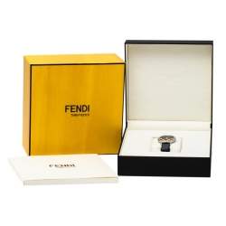 Pre Owned Fendi Black Two-Tone Stainless Steel Leather Run Away 71000M Women's Wristwatch 36 mm