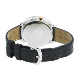 Pre Owned Fendi Black Two-Tone Stainless Steel Leather Run Away 71000M Women's Wristwatch 36 mm