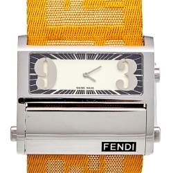 Fendi Cream Stainless Steel Canvas Zip Code 1120G Women's Wristwatch 46 mm