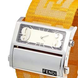 Fendi Cream Stainless Steel Canvas Zip Code 1120G Women's Wristwatch 46 mm