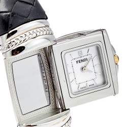 Pre Owned Fendi Mother Of Pearl 18K Yellow Gold Stainless Steel Calfskin Spy 9000L Women's Wristwatch 20 mm