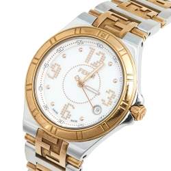 Pre Owned Fendi Mother Of Pearl Two Tone Stainless Steel High Speed 4600M Women's Wristwatch 34 mm
