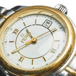Pre Owned Fendi White Two Tone Stainless Steel 210L Women's Wristwatch 26 mm