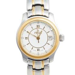 Pre Owned Fendi White Two Tone Stainless Steel 210L Women's Wristwatch 26 mm