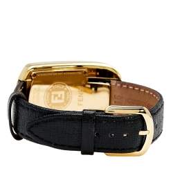 Fendi Yellow Gold Plated Steel Diamond Leather Chameleon 30000M Women's Wristwatch 29 mm