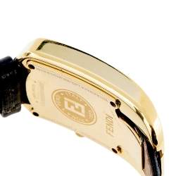 Fendi Yellow Gold Plated Steel Diamond Leather Chameleon 30000M Women's Wristwatch 29 mm