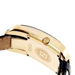 Fendi Yellow Gold Plated Steel Diamond Leather Chameleon 30000M Women's Wristwatch 29 mm