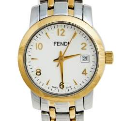 Fendi White Two Tone Stainless Steel 2100L Women's Wristwatch 26 mm