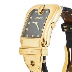 Fendi Black Yellow Gold Plated Stainless Steel B.Fendi 3800G Women's Wristwatch 33 mm