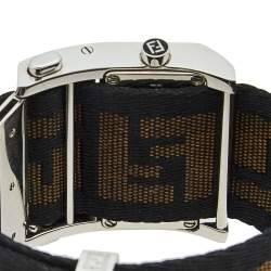 Pre Owned Fendi Cream Stainless Steel Canvas Zip Code 1120L Women's Wristwatch 38 mm