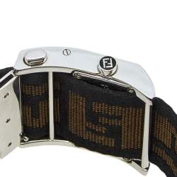Pre Owned Fendi Cream Stainless Steel Canvas Zip Code 1120L Women's Wristwatch 38 mm