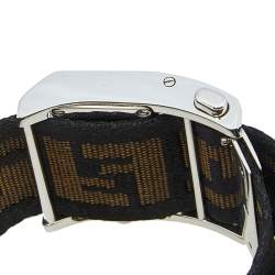 Pre Owned Fendi Cream Stainless Steel Canvas Zip Code 1120L Women's Wristwatch 38 mm