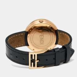 Fendi Black Mother of Pearl Rose Gold Plated Stainless Steel Leather My Way 35000M Women's Wristwatch 36 mm