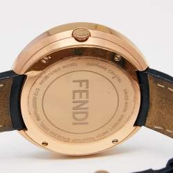 Fendi Black Mother of Pearl Rose Gold Plated Stainless Steel Leather My Way 35000M Women's Wristwatch 36 mm