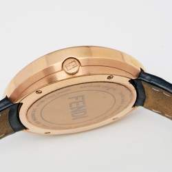 Fendi Black Mother of Pearl Rose Gold Plated Stainless Steel Leather My Way 35000M Women's Wristwatch 36 mm