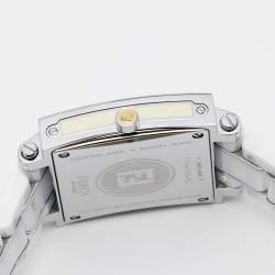 Pre Owned Fendi White Ceramic Stainless Steel Quadro 6200G Unisex Wristwatch 30 mm