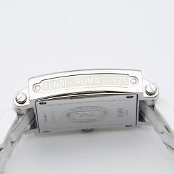 Pre Owned Fendi White Ceramic Stainless Steel Quadro 6200G Unisex Wristwatch 30 mm