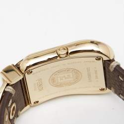 Pre Owned Fendi Mother of Pearl Gold Plated Stainless Steel Leather B.Fendi 3800G Women's Wristwatch 33 mm