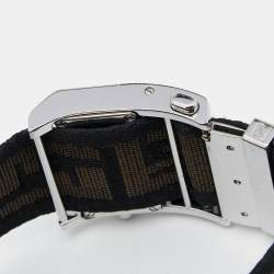 Pre Owned Fendi Cream Stainless Steel Fabric Zip Code 1120L Women's Wristwatch 38 mm